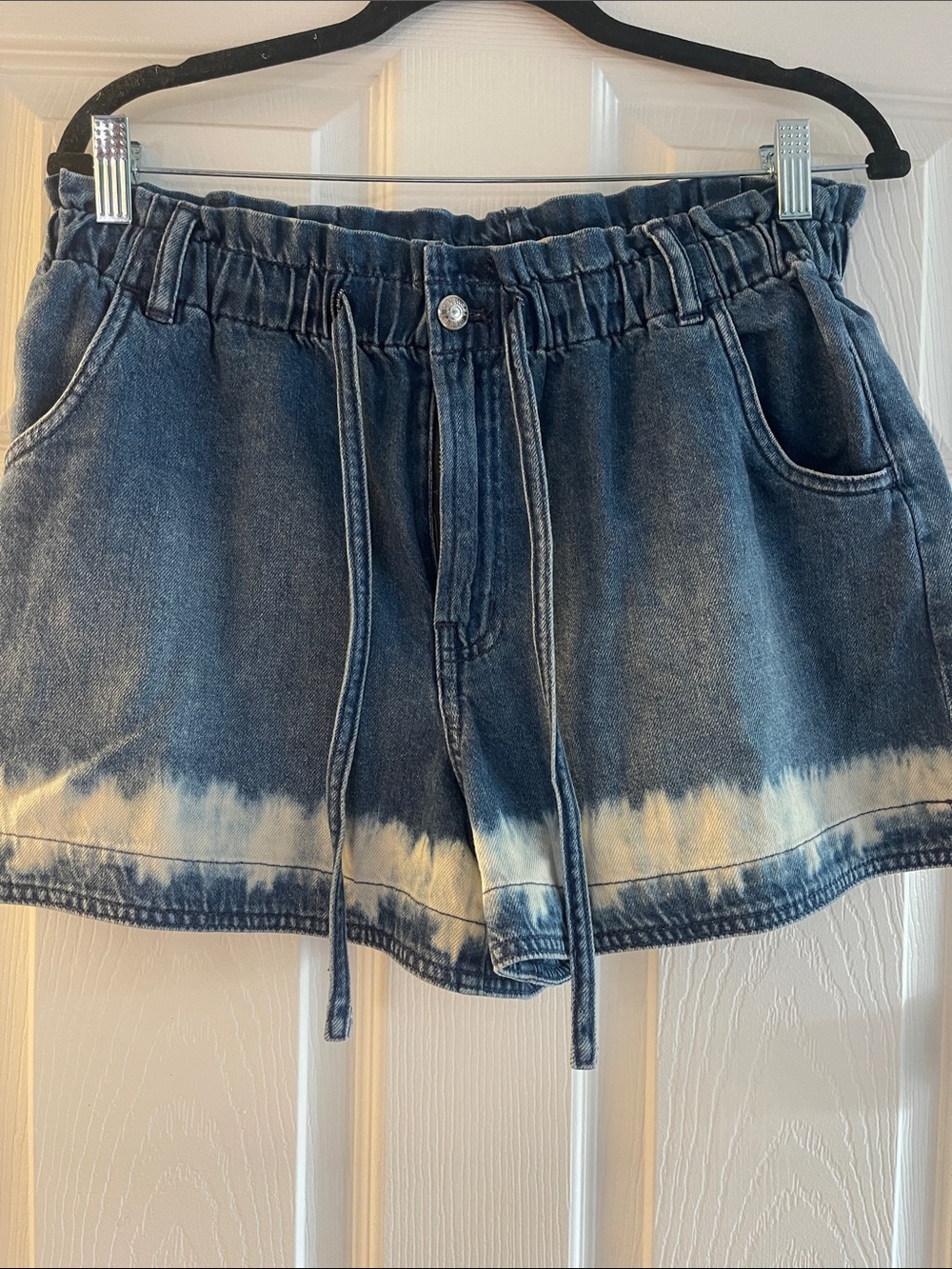 Madewell Blue Tie-Dye Hem Denim Shorts